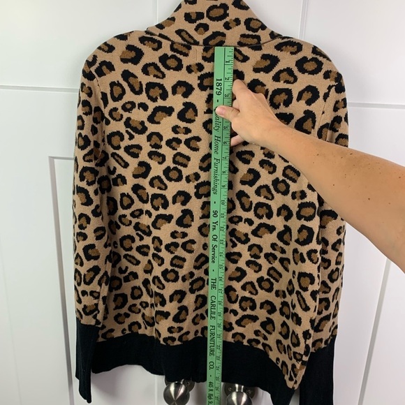 Rachel Zoe LARGE FULL ZIP sweater Mock Neck Animal Leopard - Picture 6 of 7